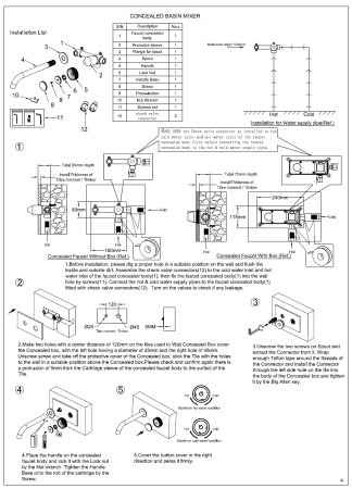 Смеситель для раковины Boheme Tech 158/2-B С ВНУТРЕННЕЙ ЧАСТЬЮ, черный