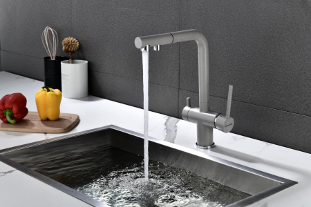 Смеситель для кухни Paulmark SERPENTINE Se213222-GR, серый