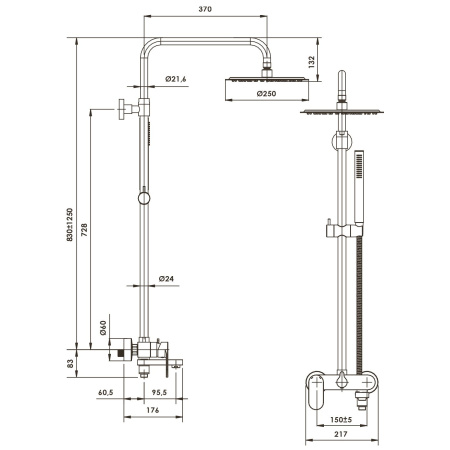 Душевой комплект со смесителем WasserKRAFT  A17301