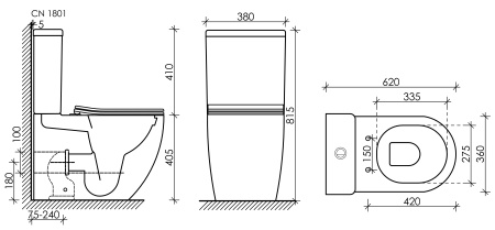 Напольный пристенный унитаз Ceramicanova Mia Rimless, Белый, CN1801