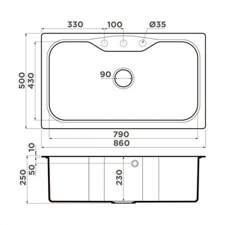 Кухонная мойка Omoikiri Maru 86-DC Tetogranit темный шоколад 4993214