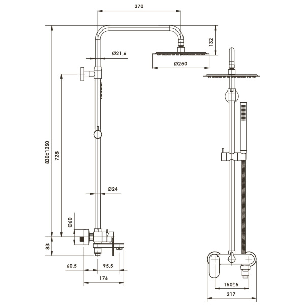 Душевой комплект со смесителем WasserKRAFT  A17301
