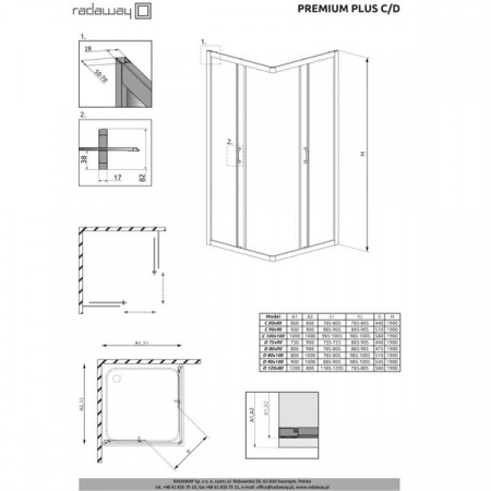 Душевой уголок Radaway Premium Plus D 120x80x190 стекло прозрачное 30435-01-01N