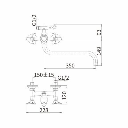 Смеситель для ванны FASHUN A2612-3, хром