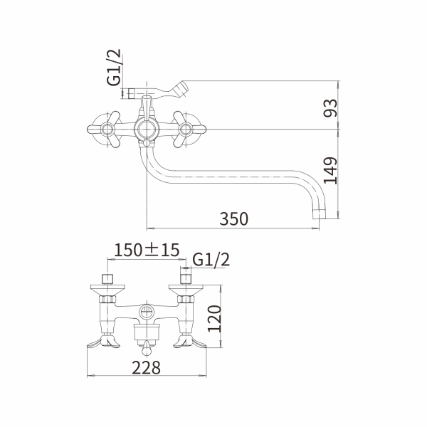 Смеситель для ванны FASHUN A2612-3, хром