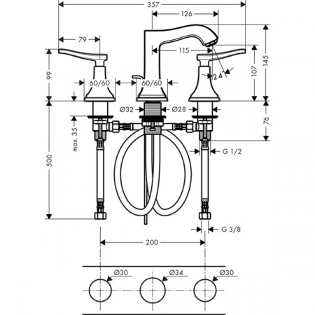 Смеситель для умывальника Hansgrohe Metropol Classic 31330000