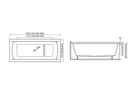 Ванна акриловая Polimat INES 180x80 с ножками