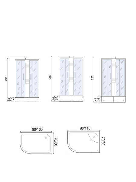 Душевая кабина River NARA Б/К 100/80/24 MT R 1000х800х2060мм