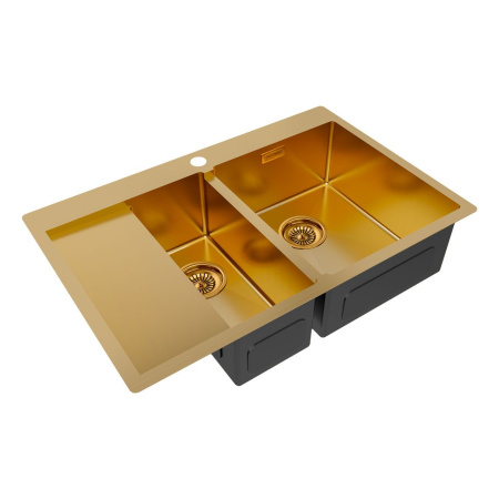 Мойка Paulmark KRONER 78/2SF PM227851-BGR 510х780х200 мм, нержавеющая сталь, брашированное золото