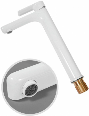 Cмеситель для раковины Высокий Hansberge H2099 Белый