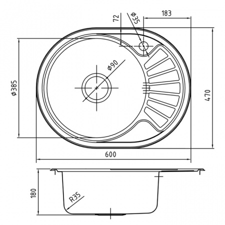 Кухонная мойка IDDIS Suno S SUN60PLi77 60х47