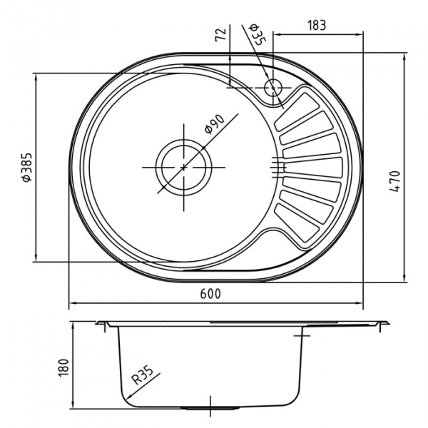 Кухонная мойка IDDIS Suno S SUN60PLi77 60х47