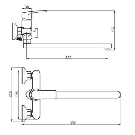 489000000 Eclipse 2.0 Смеситель для ванны и душа AM.PM с универсальным изливом, хром