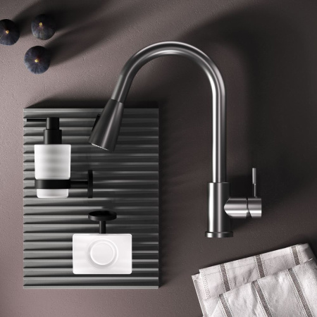 F85B07511 X-Joy S, Смеситель для кухни AM.PM с вытягивающимся изливом, сатин