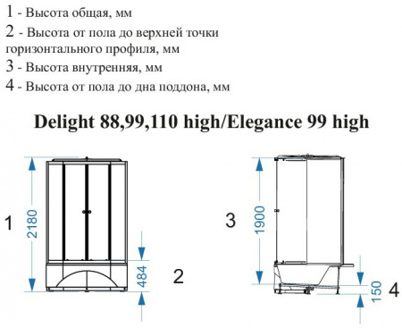 Душевая кабина Domani-Spa Delight 99 High 90x90 (сатин матированное стекло/белый) DS01D99HWM10