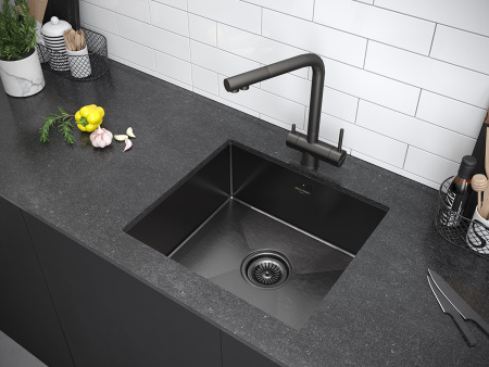 Смеситель для кухни Paulmark SKALEN Sk213020-GM, вороненая сталь