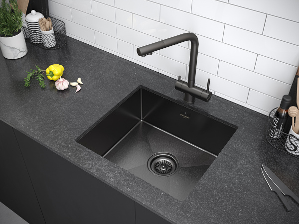 Смеситель для кухни Paulmark SKALEN Sk213020-GM, вороненая сталь