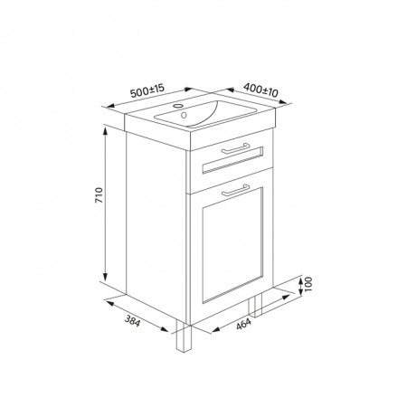 Тумба с умывальником IDDIS New Sena NSE50W1i95K 50 см, белая/под дерево