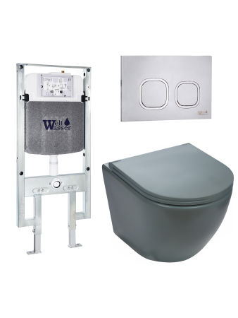 Комплект инсталляции с унитазом Weltwasser AMBERG 497 ST + MERZBACH 043 MT-GR + AMBERG RD-MT CR