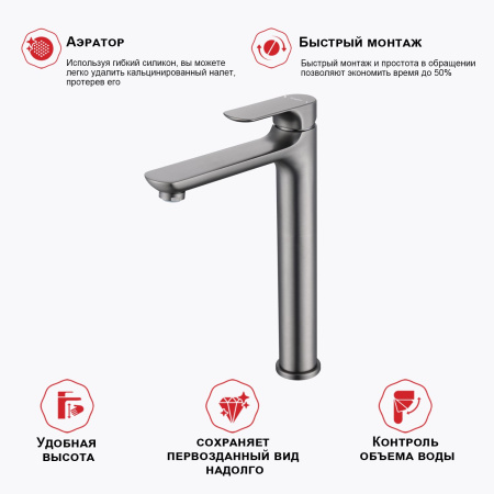 Смеситель для раковины Raglo R03.15.09, графит