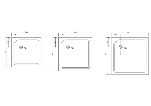 Душевой поддон акриловый Taliente PTA-09092 90х90 белый