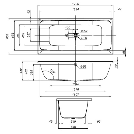 W84A-170-080W-A Func Ванна акриловая AM.PM 170х80