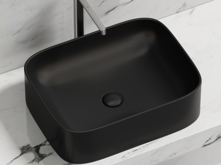 Умывальник чаша накладная прямоугольная Ceramicanova Element 505*380*150мм, черный матовый, CN6052MB