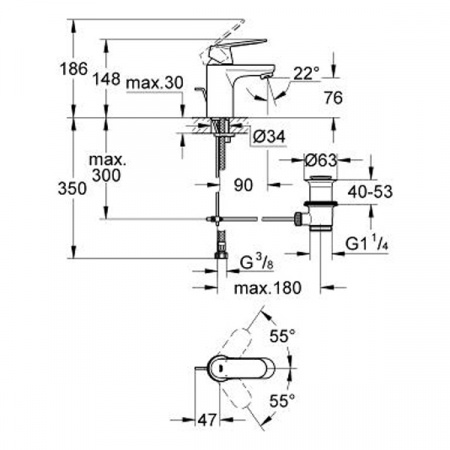 Смеситель для умывальника Grohe Eurosmart Cosmopolitan 32825000