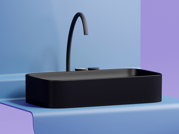 Умывальник чаша накладная прямоугольная Ceramicanova Element 705*380*122мм, черный матовый, CN6054MB