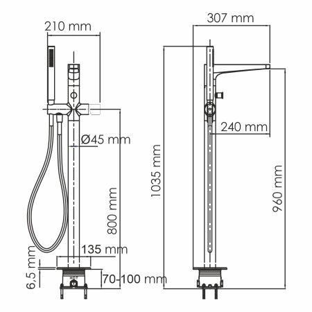 Напольный смеситель для ванны Wasserkraft Sauer 7121