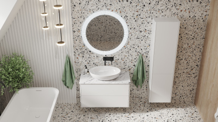 Тумба под умывальник Belux Джаз подвесная 90-02, белый глянцевый