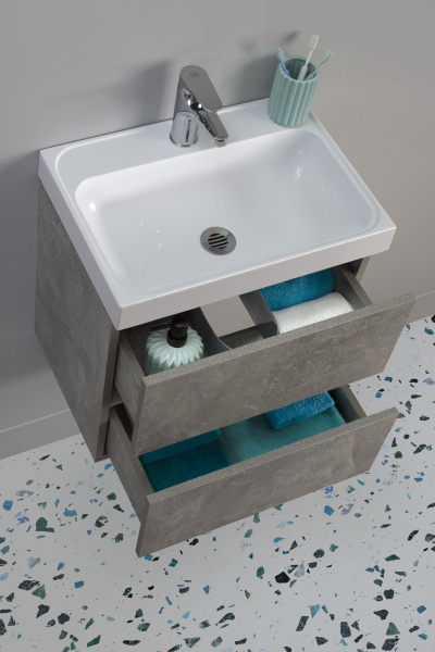 Тумба под умывальник Belux Бостон подвесная 50-02 Бетон Чикаго светло-серый