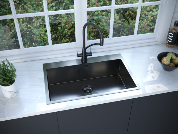 Мойка Paulmark KRONER 75 PM217551-GM 510х750х200 мм, нержавеющая сталь, вороненая сталь