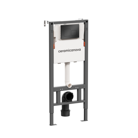 Система инсталляции для унитазов CERAMICANOVA Balance с кнопкой смыва Square, цвет черный матовый, с креплениями, CN121002MB