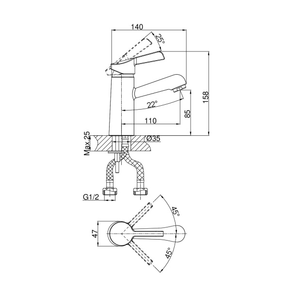 Смеситель для раковины D&K Rhein DA1462101, хром