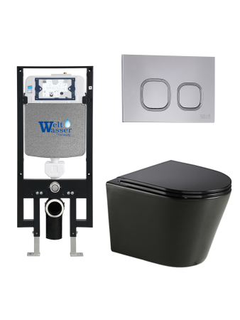 Комплект инсталляции с унитазом Weltwasser AMBERG 497 + SALZBACH 043 GL-BL + AMBERG RD-CR