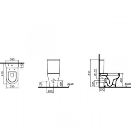 Унитаз напольный VitrA Zentrum Rim-ex 9824B003-7207 с бачком и сиденьем микролифт