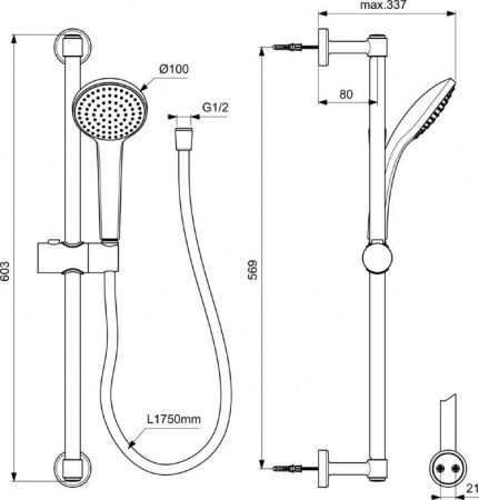 Душевая стойка Ideal Standard IdealRain Soft BD142XG черная матовая