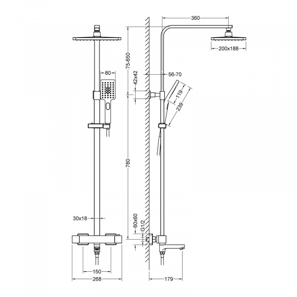 Душевая система с термостатом Timo Tetra-thermo SX-0169/03 черный