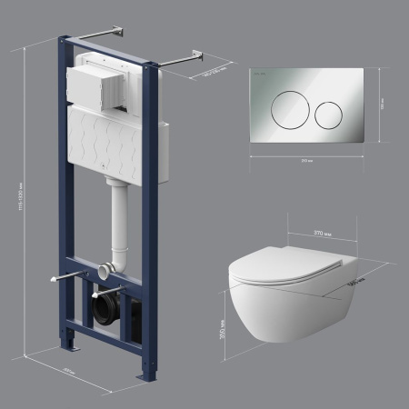 IS49051.111700 Комплект инсталляция с клавишей Pro L глянц хром с подв унит Awe FlashClean с сиденьем м/лифт