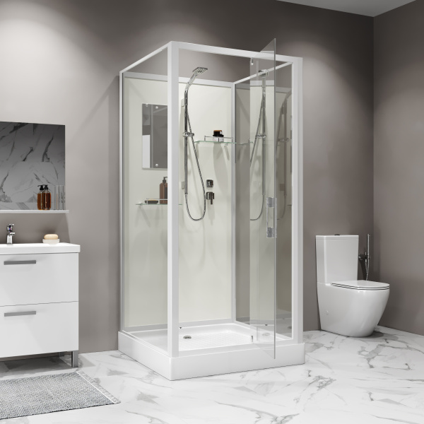Душевая кабина Niagara Standart ST90/15Q/BK (90х90х200) квадрат,поддон 15см,распашная,проф.белый,без крыши