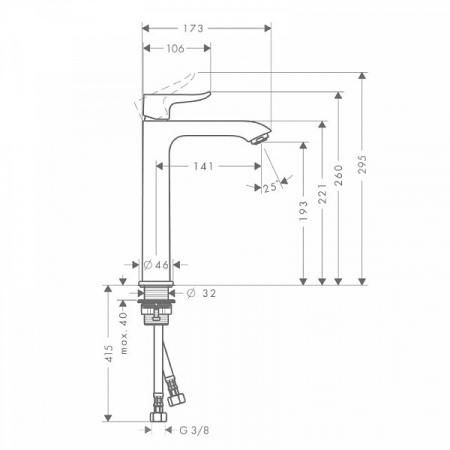 Смеситель для умывальника Hansgrohe Metris 31185000