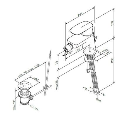 Смеситель для биде AM.PM Spirit 2.1 F71A83100 с донным клапаном