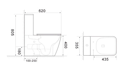 Унитаз MANLIO Tornado напольный безободковый CT10618 (630х350х805) Ceruttispa