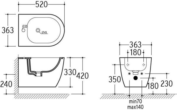 Подвесное биде Roxen Antares 410185-00