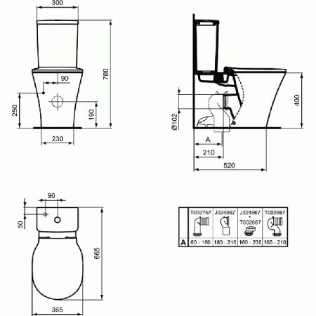 Чаша напольного унитаза Ideal Standard Connect Air AquaBlade E013701