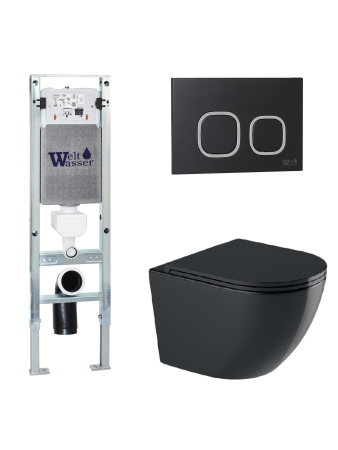 Комплект инсталляции с унитазом Weltwasser AMBERG 350 ST + MERZBACH 043 GL-BL + AMBERG RD-BL