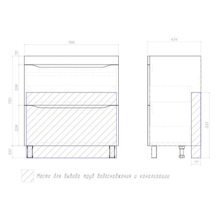 Тумба под раковину напольная VIGO Grani 203 дуб золотой, 80 см