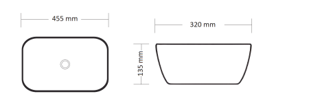 Раковина CR8215MMW накладная, мрамор матовый белый, прямоугольная 455х320х135 Ceruttispa