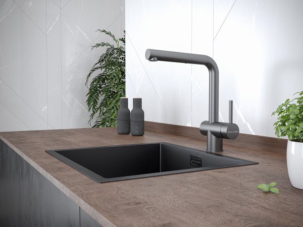 Смеситель для кухни Paulmark DOSSE Do214418-GM, вороненая сталь